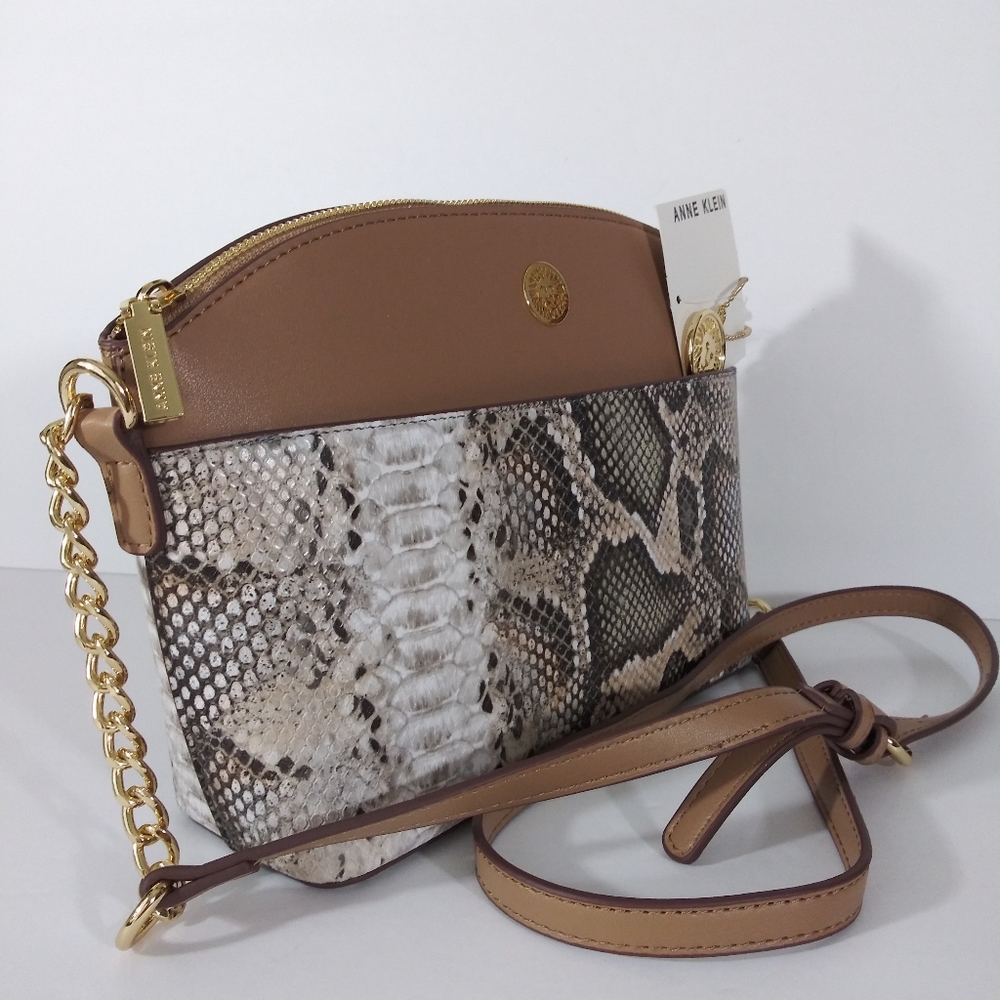 NWT ANNE KLEIN PYTHON SNAKE CROSSBODY BAG PURSE - Picture 3 of 7